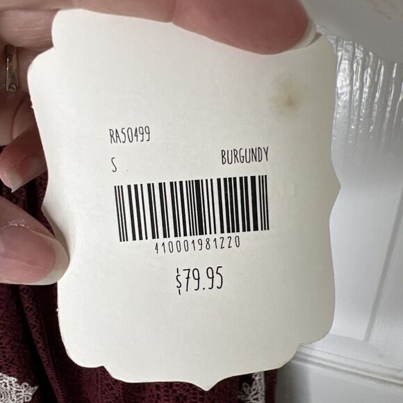 Altar’d State NWT Fit Flare Dress Small Burgundy Medallion Lace Sleeveless - Picture 7 of 9